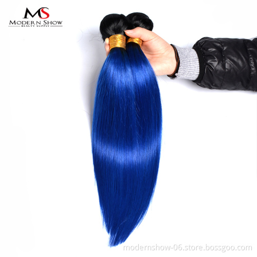 weaving hair perfect ombre 1b blue top quality peruvian human hair